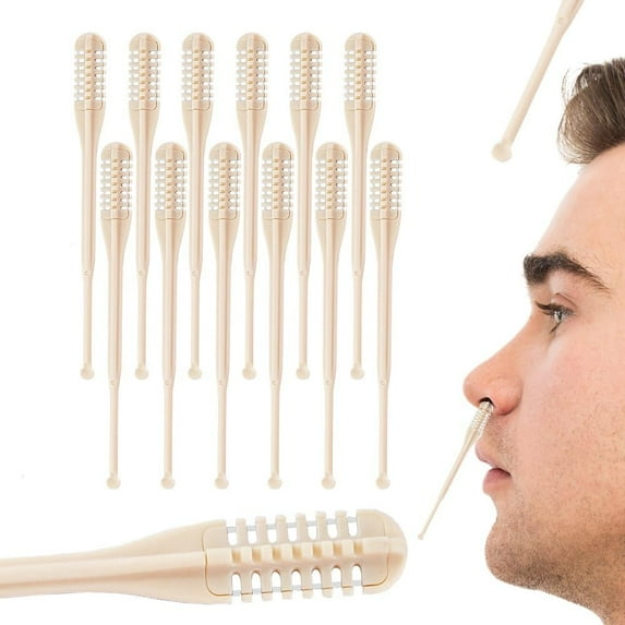 2-in-1 Nasal Hair Cutter,Double Sided Nose Hair Knife 360° Rotating Manual Nose Hair Trimmer with Ear Picker, Nostril Hair Remover Tool Soft Cleaning Brush for Men & Women