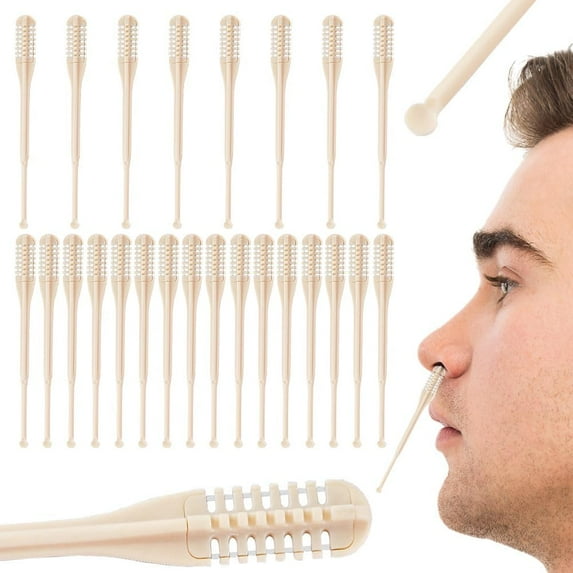 2-in-1 Nasal Hair Cutter,Double Sided Nose Hair Knife 360° Rotating Manual Nose Hair Trimmer with Ear Picker, Nostril Hair Remover Tool Soft Cleaning Brush for Men & Women