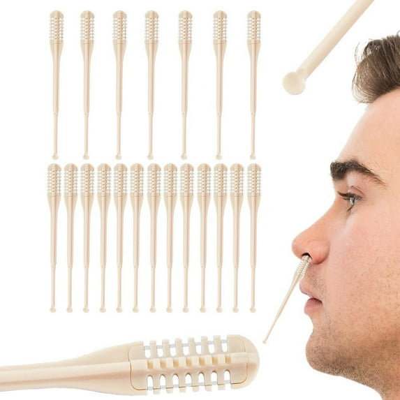 2-in-1 Nasal Hair Cutter,Double Sided Nose Hair Knife 360° Rotating Manual Nose Hair Trimmer with Ear Picker, Nostril Hair Remover Tool Soft Cleaning Brush for Men & Women