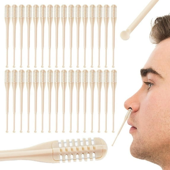 2-in-1 Nasal Hair Cutter,Double Sided Nose Hair Knife 360° Rotating Manual Nose Hair Trimmer with Ear Picker, Nostril Hair Remover Tool Soft Cleaning Brush for Men & Women