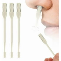2-in-1 Nasal Hair Cutter for Women,3pcs Double Sided Nasal Hair Cutter,Nostril Hair Remover Tool, 360° Rotating Nose Hair Trimmer with Ear Digger for Men and Women Manual Nose Hair Trimmer (Beige)