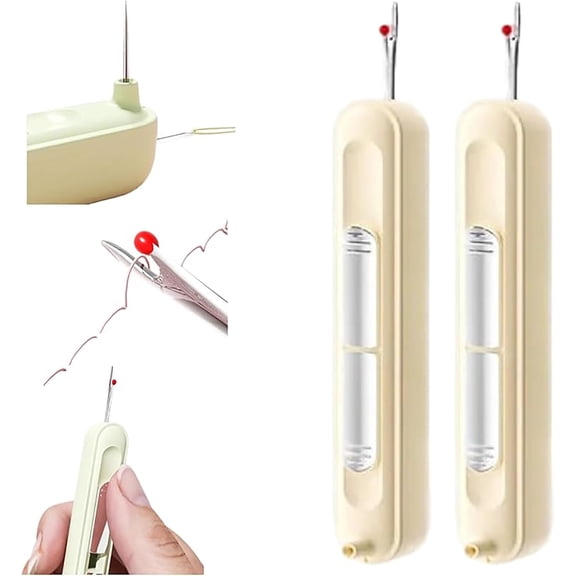 2-in-1 Needle Threader and Seam Ripper, 2025 Upgrade Plug-in Needle Threader Stretchable Remover Needle Threading Tool for Hand Sewing Knitting Craft Quilting Supplies Needle Threaders (Purple 2pcs)