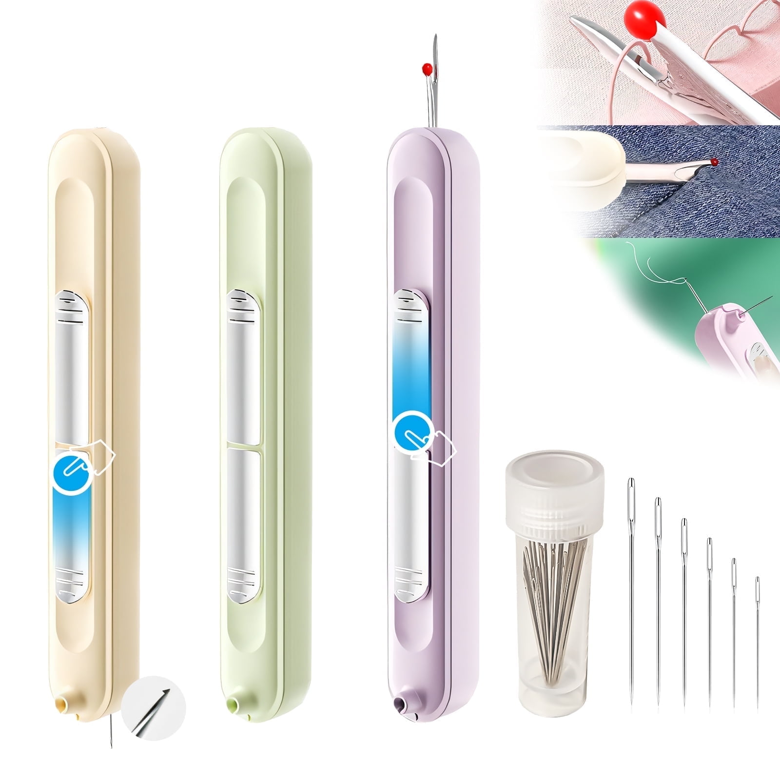 2 in 1 Needle Threader Seam RipperUpgraded Retractable Needle Threader and Seam Ripper Tool,Sewing Supplies Sewing KitsSuitable for Hand Sewing Knitting Craft Sewing Supplies(4PCS)