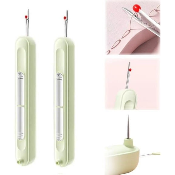 2 in 1 Needle Threader Seam Ripper Tool, Plug-in Needle Threader,Sewing Machine Needle Threader, Automatic Needle Threaders for Hand Sewing (2Pcs )