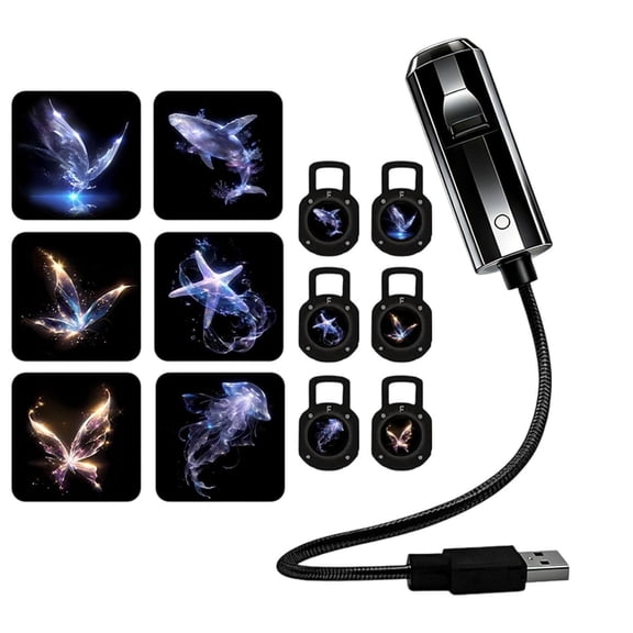 2-in-1 Night Light Projector, Holographic Night Light Projector Plug and Play Hd Star Projector Projection Lamp for Bedroom Ceiling Wall Usb Projector Night Light,Ocean Star 6-piece set