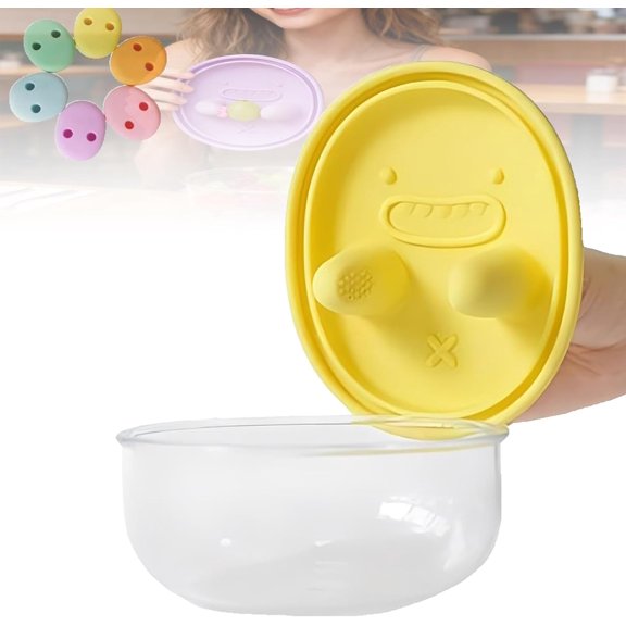 2-in-1 No-Mess Snack Container, Silicone Box With Lid, Keep Hands Clean And Snacks Fresh Great, Reusable Leak-Proof Portable Food Storage for Travel, Camping, Outdoor(Yellow)