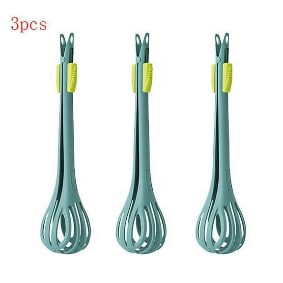 2-in-1 Nylon Food Tongs and Whisk Set, Multifunctional Handheld Kitchen Tool for Bread, Pasta, Egg Separation, 29cm Easy-Clean Design, 3-Pack