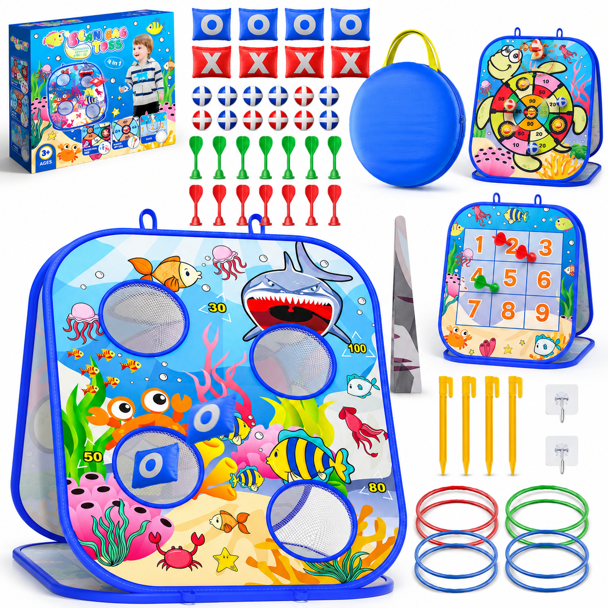 2 In 1 Ocean Bean Bag Toss Game Cornhole Set With 8 Cornhole Bags Outdoor Toys For Toddlers 3 5 Backyard Carnival Yard Games For Kids Adults: An Honest Look