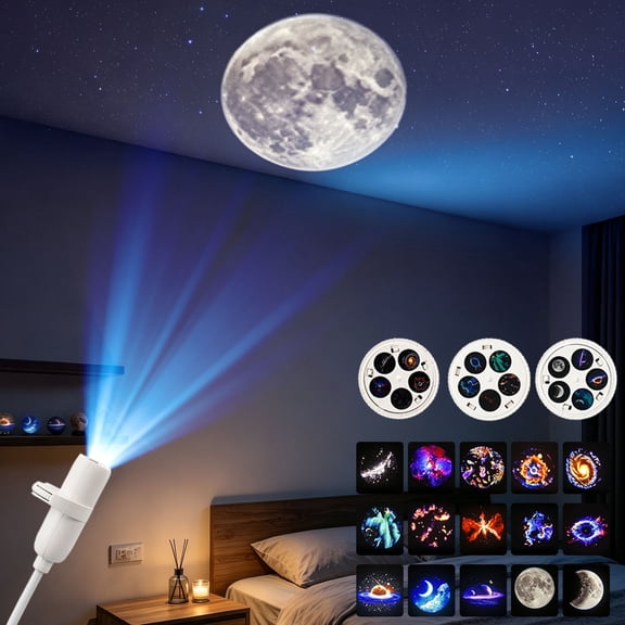 2-in-1 Ocean Projector Night Light, 360 Adjustable LED Space Galaxy Lamp, LED Starry Sky Lantern for Home Decor Sleep Mood Lighting, C
