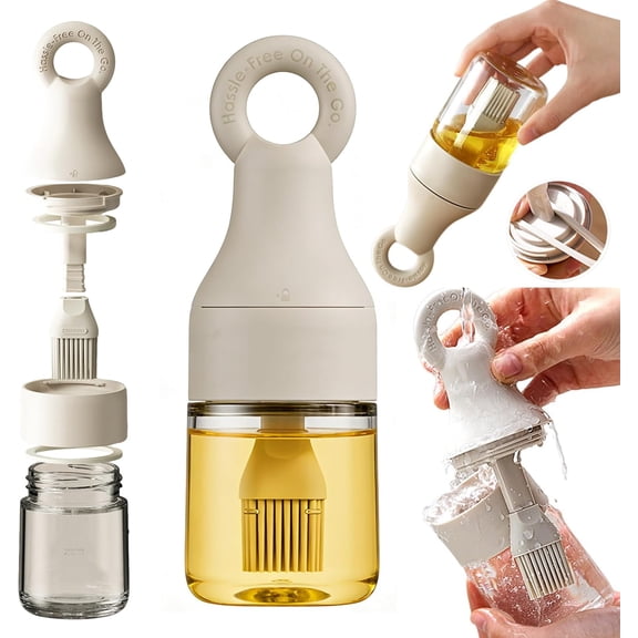 2 in 1 Oil Dispenser Bottle with Silicone Brush, 150ml Glass Oil Sprayer for BBQ Grilling, Leak-Proof Basting Tool for Camping Kitchen(xxw)