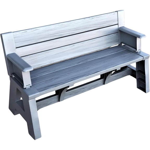 2-in-1 Outdoor Convertible Bench to Picnic Table | Space-Saving, Weather-Resistant Patio Furniture for Yard, Deck, Garden | Easy Assembly & Durable - 1 Bench/Order Platinum Gray