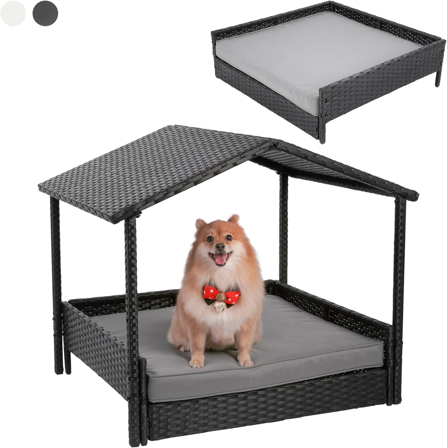 Curated visual reference: Fresh Look at 2 In 1 Outdoor Dog House Rattan Dog Bed For