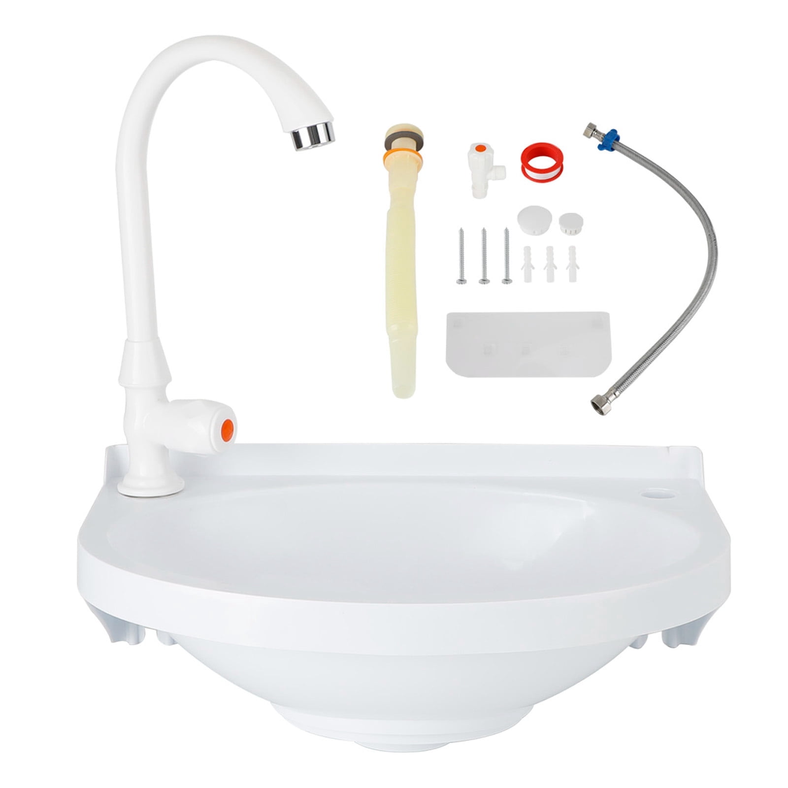 2-in-1 Outdoor Wall-Mounted Water Fountain & Faucet,  No-Punch Bathroom Wash Basin