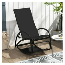 2-in-1 Outdoor Rocking Chair, Adjustable 4-Position Lounger for Patio, Porch, Poolside - Aluminum Frame, Beige/Grey/Black, 330lbs Capacity