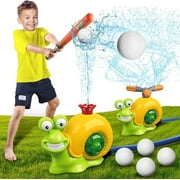 2-in-1 Outdoor Sprinkler for Kids, Sports Outdoor Play Toys, Summer Backyard Spinning Airplane Water Spray Toy Baseball Ball Game Set to Garden Lawn Game (Snails)