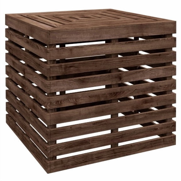 2-in-1 Outdoor Storage Box for Umbrella Base, Coffee End Table, Wooden Patio Umbrella Stand Table with Umbrella Hole, Brown