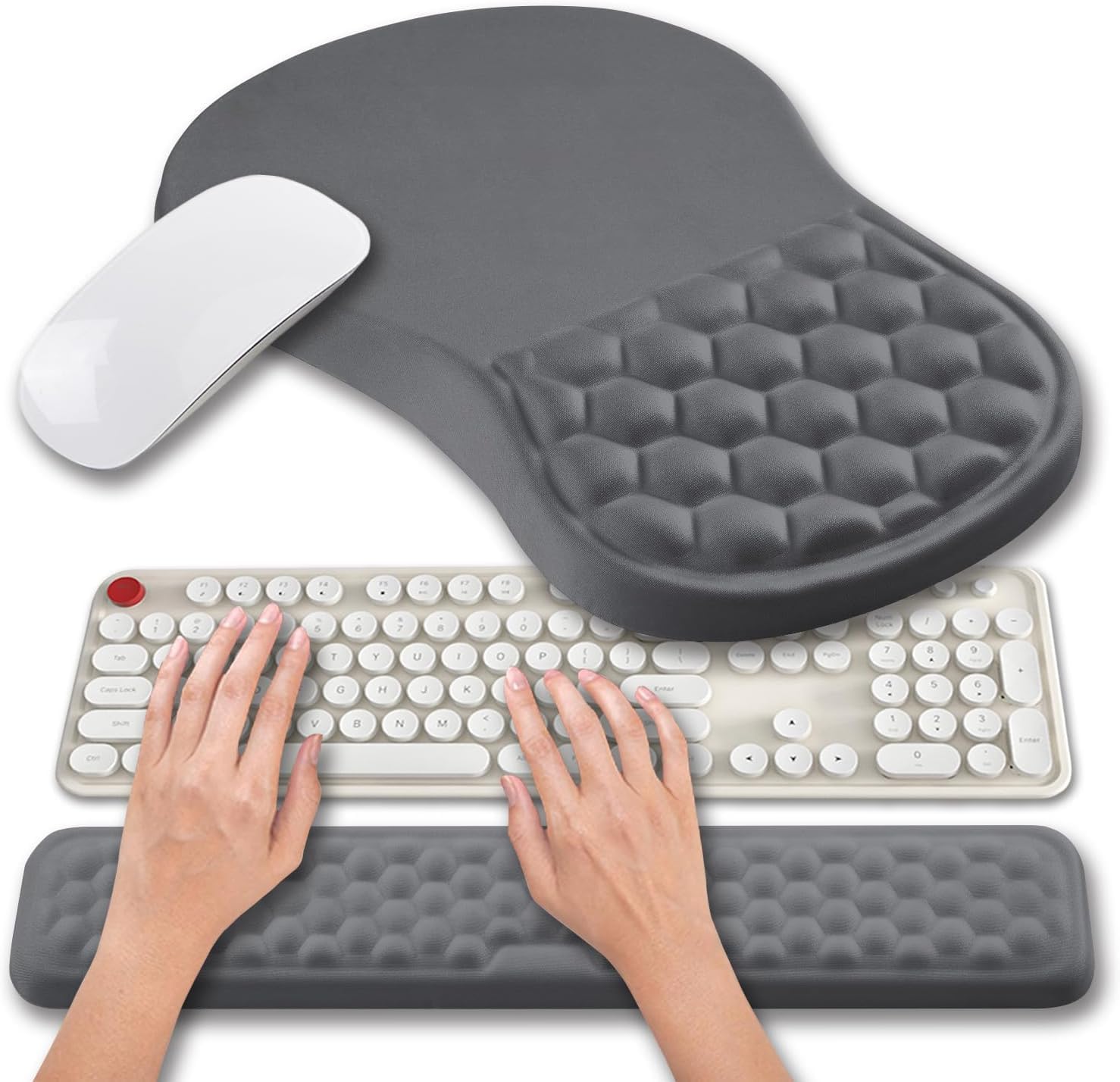 2 in 1 Pad Wrist Support & Wrist Rest for Computer Keyboard Set, with ...