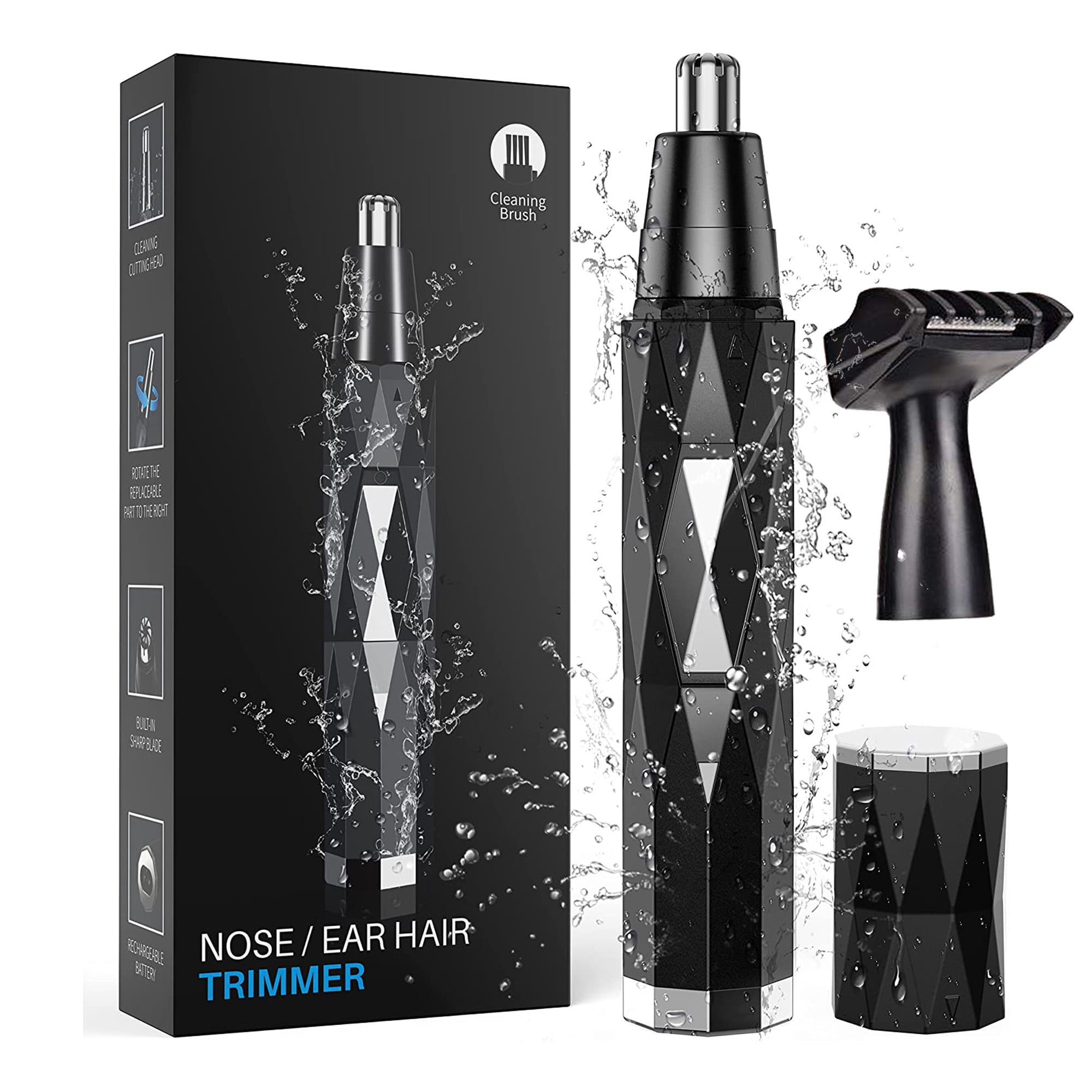 2 in 1 Painless Nose Hair Trimmer & Sideburn Clippers, USB Rechargeable