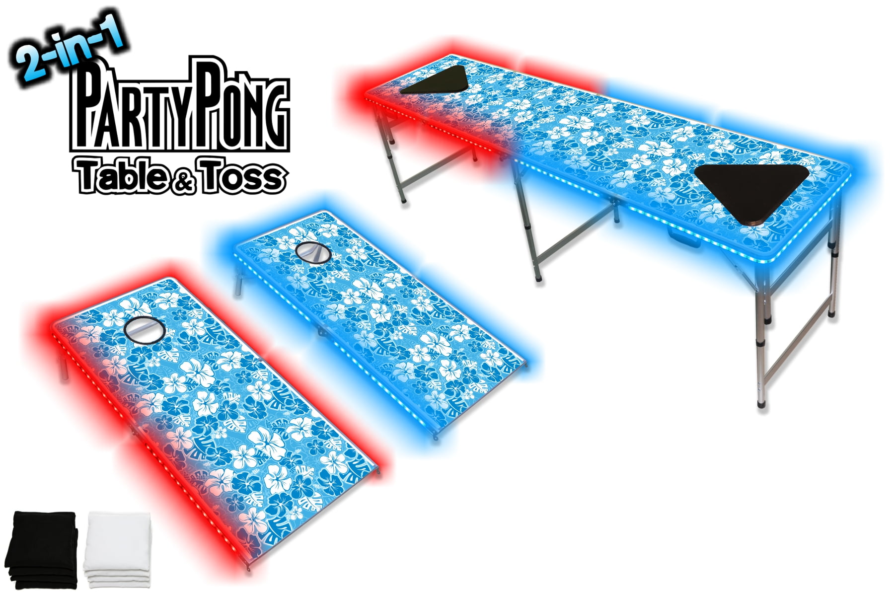 2in1 Party Pong Table & Toss with OPTIONAL LED Lights Convert from