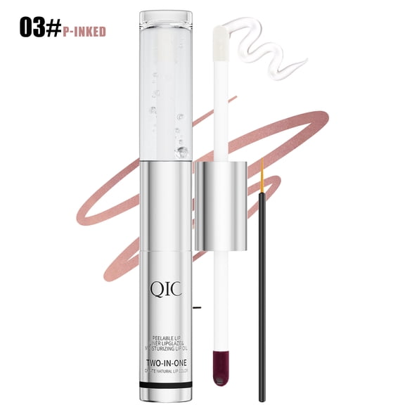 2-in-1 Peel-Off Lip Stain & Hydrating Lip Gloss, Dusty Rose Lip Tint, Long-Lasting Non-Sticky Lip Oil for Medium Skin