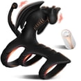 thumbnail image 1 of 2-in-1 Penis Ring with 10 Vibrating Mode,Remote Control 3 Rings Design Silicone Penis Vibrator,Male Audlt Sex Toys for Couple-Black, 1 of 7