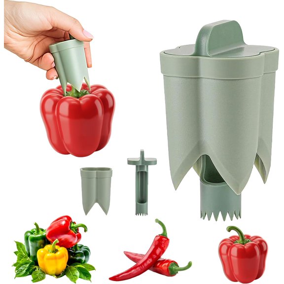 2-in-1 Pepper Corer & Seed Remover Easy Deseeder for Bell Peppers, Sweet Peppers & Jalapeos Kitchen Tool for Fast Prep