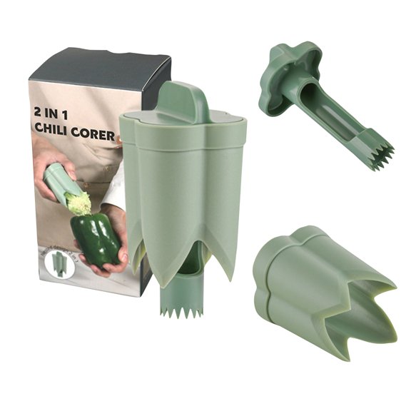 2 in 1 Pepper Corer Tool for Removing Seeds and Cores from Peppers Jalapenos and Chili with Serrated Edge Design for Kitchen Use