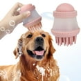thumbnail image 1 of 2-in-1 Pet Bath Brush with Shampoo Storage - Silicone Massage Brush for Dogs/Cats, Detachable Waterproof Grooming Tool (Pink)​, 1 of 6