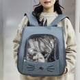 thumbnail image 1 of 2-in-1 Pet Carrier Backpack Handheld Crossbody, Foldable Cat Bag for Small Dogs Cats Rabbits, Breathable Mesh Polyester, 13.8"x13.8"x9.8", Blue Gray Yellow White, 1 of 7