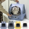 thumbnail image 1 of 2-in-1 Pet Carrier Backpack Handheld Crossbody, Foldable Cat Bag for Small Dogs Cats Rabbits, Breathable Mesh Polyester, 13.8"x13.8"x9.8", Blue Gray Yellow White, 1 of 7