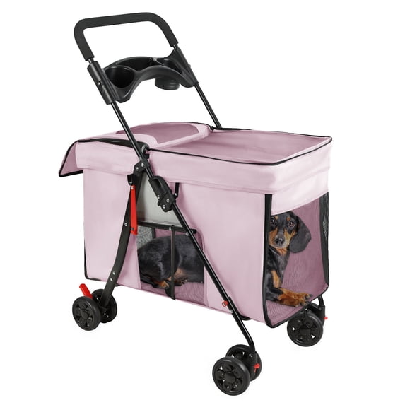Wussanun 2-in-1 Pet Carrier Backpack & Trolley Case for Cats and Dogs, with Clear Ventilation Holes & Silent Wheels for Airplane Car Travel