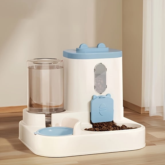 2-in-1 Pet Feeder and Water Dispenser Combo Set, Automatic Food and Water Dispenser for Small to Medium Cats and Dogs
