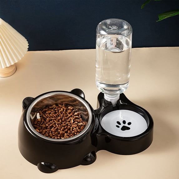 2-in-1 Pet Food and Water Bowl with 15° Tilted Design | Dual Stainless Steel Feeding Bowls for Dogs & Cats | Non-Slip Weighted Base | Easy Clean Removable Bowls for Flat-Face Pets