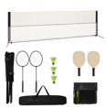 thumbnail image 1 of 2-in-1 Pickleball & Badminton Net Set - 16.7FT Adjustable Height (3.4–5.1FT) - Portable Complete Game Kit with 4 Paddles, 2 Rackets, 3 Birdies & Balls, Easy Indoor/Outdoor Setup for Backyard,Park,Gym, 1 of 8