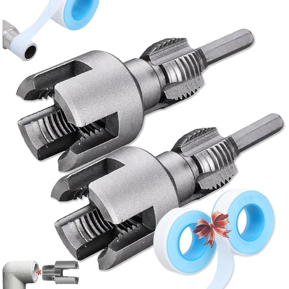 2-in-1 Pipe Threader Tool for 1/2 & 3/4 Inch Pipes, Carbon Steel, Manual Plumbing Repair Kit