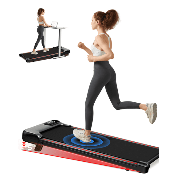 ROBORE 2-in-1 Portable Under Desk Walking Pad Treadmill with 5% Incline, 2.5HP Lightweight Home Office Fitness Treadmill, Quiet, 265Lbs Capacity with LED Display