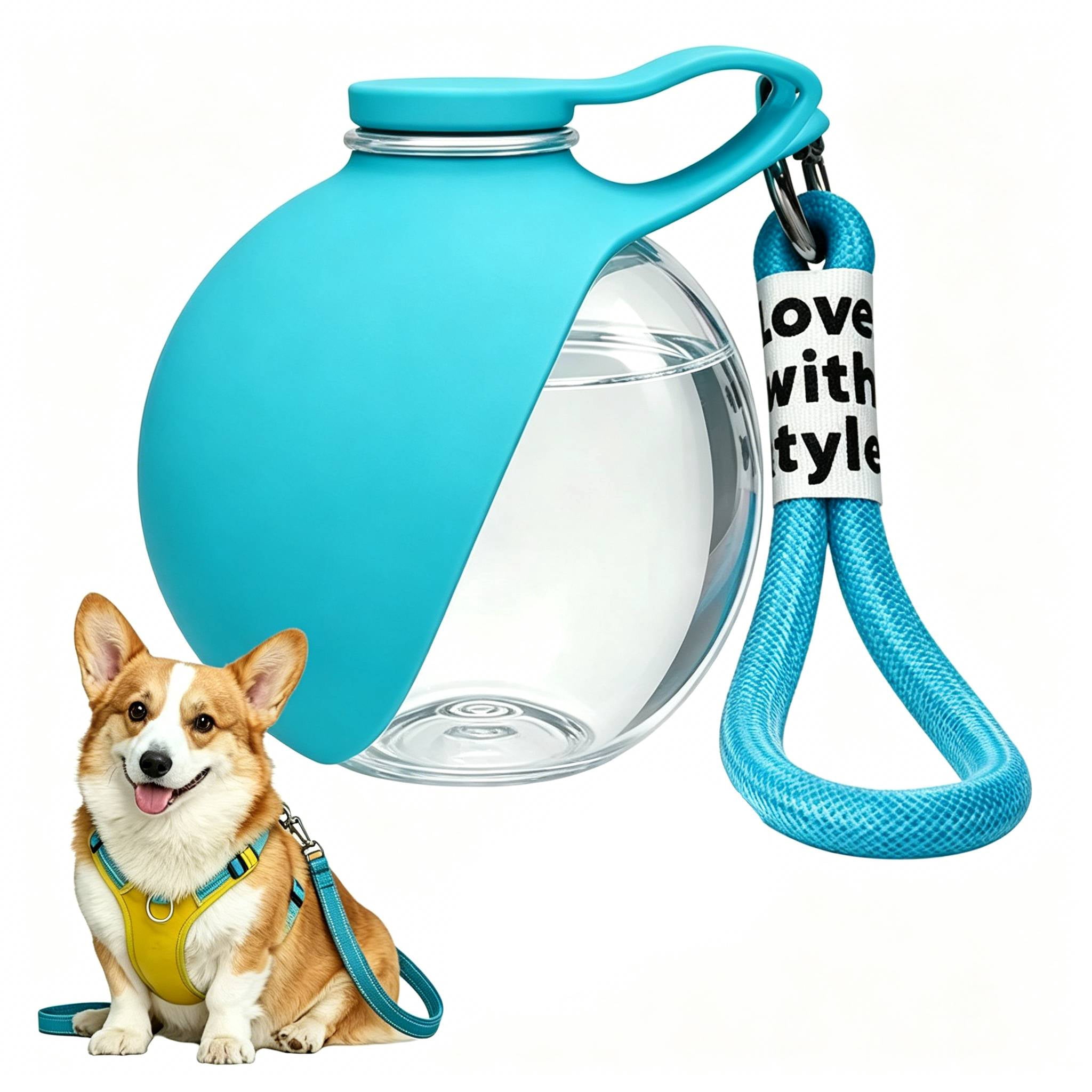 HEJULIK 2 in 1 Dog Water Bottle & Food Container, Portable, Leak