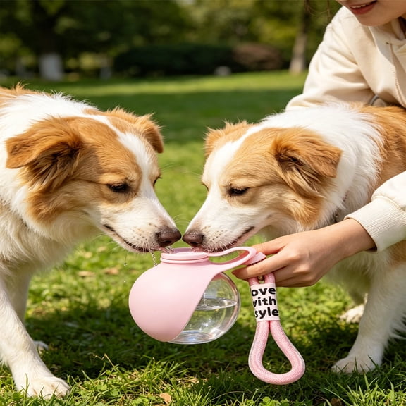 2-in-1 Portable Dog Water Bottle, Travel Hydration Dispenser Container Cup for Medium Small Dogs - Leak-Proof & Compact, Foldable Pet Water Bottle for Small Dog Walking