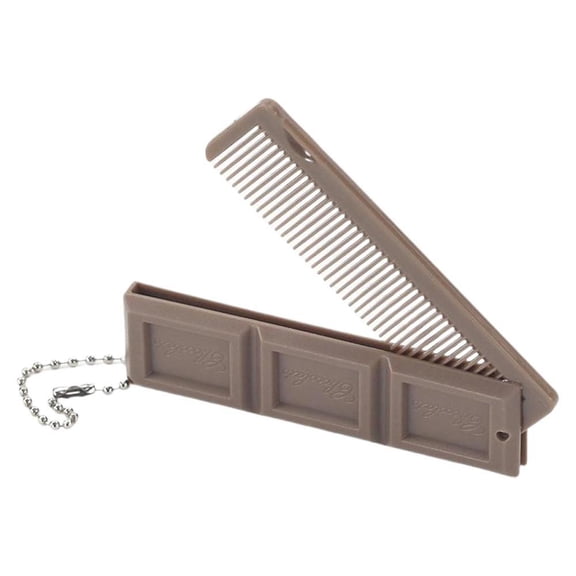 2 in 1 Portable Folding Comb Chocolate-Shaped Mini Compact Hair Comb with Mirror Creative Travel Hair Smooth Styling Tools