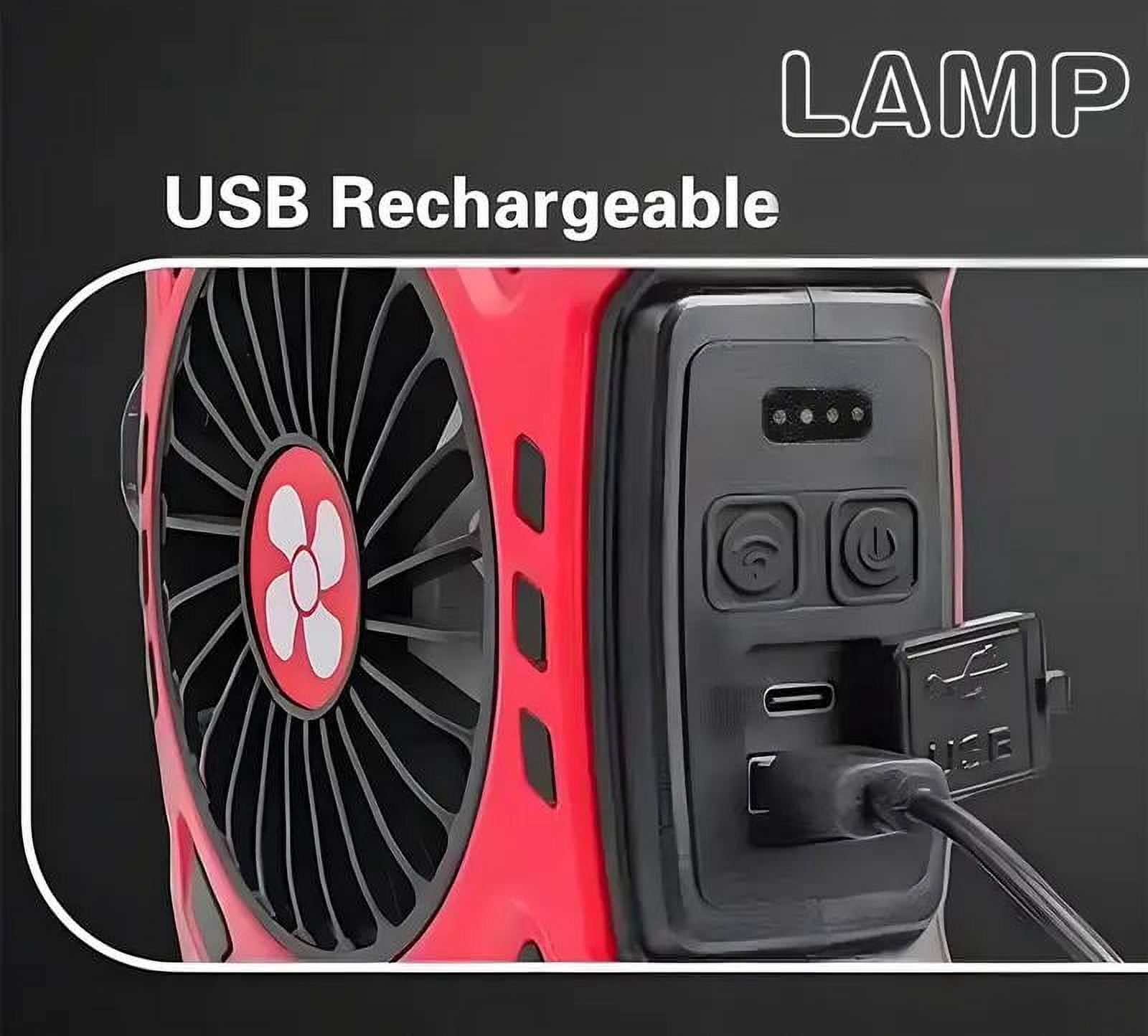 [2-in-1 Portable LED Camping Fan] Portable LED Camping Fan Lamp  USB Rechargeable，Outdoor Handle Light For   Office  Party  Fishing