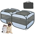 thumbnail image 1 of Dog Crate Cat Kennel,Twin Pop Up Pet Playpen Portable Pet Tent,2-in-1 Dog & Cat Playpen with Pee Pads,Pop Up Cat Puppy Indoor/Outdoor Exercise Fence Kennel Cage Oxford Crate,Suitable for up to 25 LBS, 1 of 10