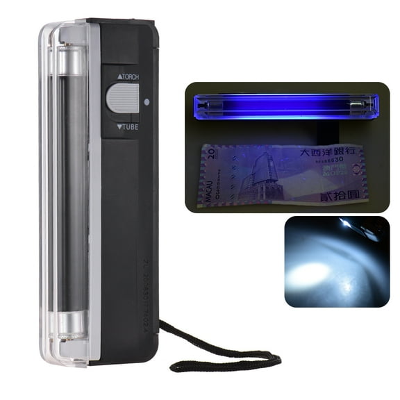 2-in-1 Portable  Money Detector Counterfeit Cash Currency Banknote Bill Checker Tester with UV Light Flashlight for USD EURO POUND