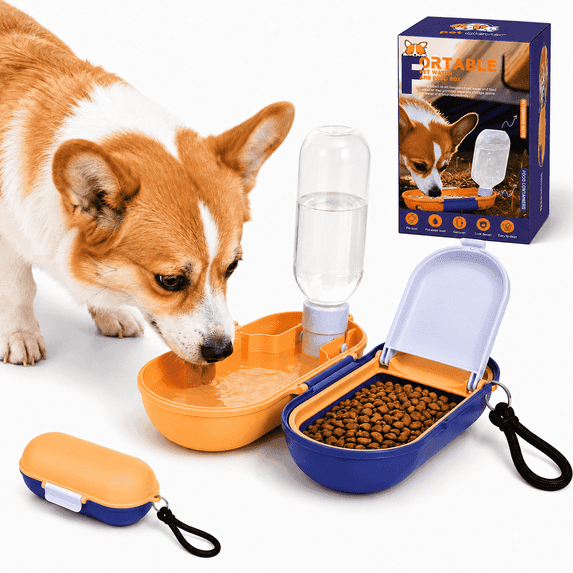 Portable Pet Feeder & Water Dispenser Set with Food Container for Dogs