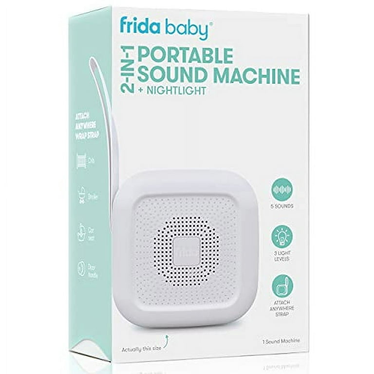 2-in-1 Portable Sound Machine + Nightlight by Frida Baby White Noise Machine  with Soothing Sounds for Stroller or Car Seat with Volume Control 