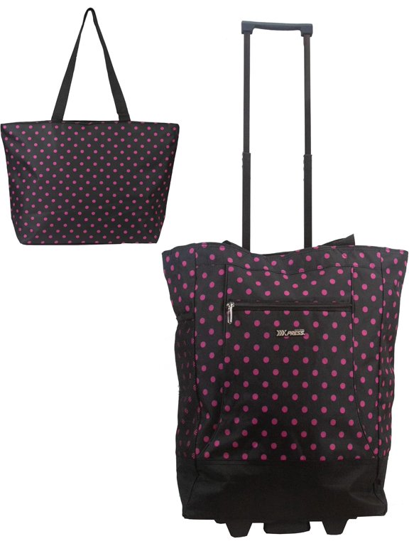 2-in-1,Portable and Push-Rolling Tote Bag/Rolling Tote with Wheels and Handle/Shopping Tote Bag for wowen