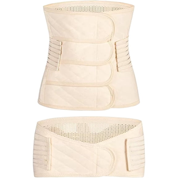2-in-1 Postpartum Belly Band & Pelvis Shaper - Adjustable Abdominal Binder for C-Section Recovery & Pain Relief, Postpartum Wrap Support Belt (XX-Beige)