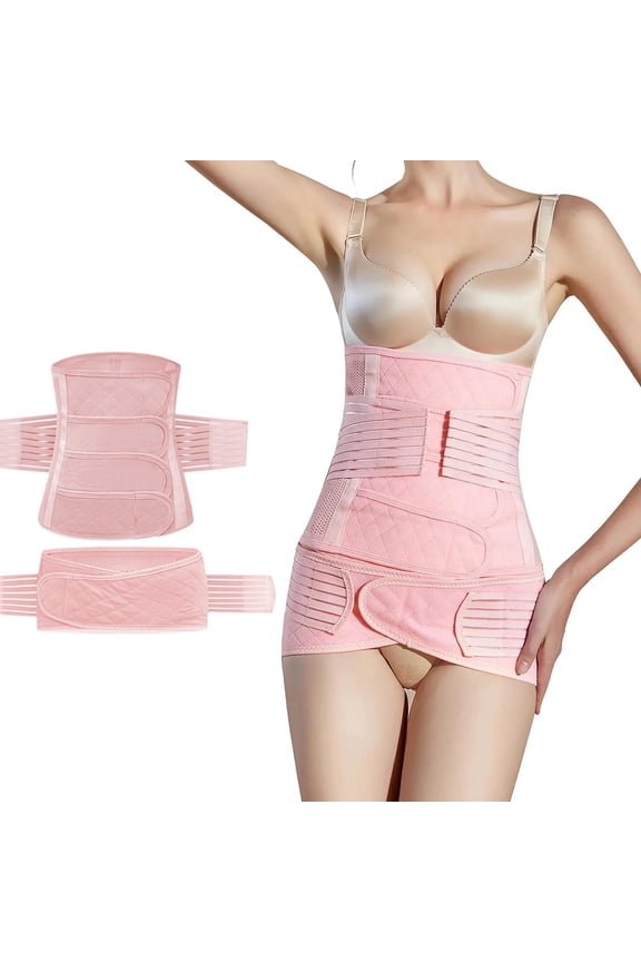 2 in 1 Postpartum Belly Band Wrap(Pink), C-Section Support Belt, Post Partum Support Recovery Waist/Pelvis Belt, Belly Band Binder Girdle Stomach XL