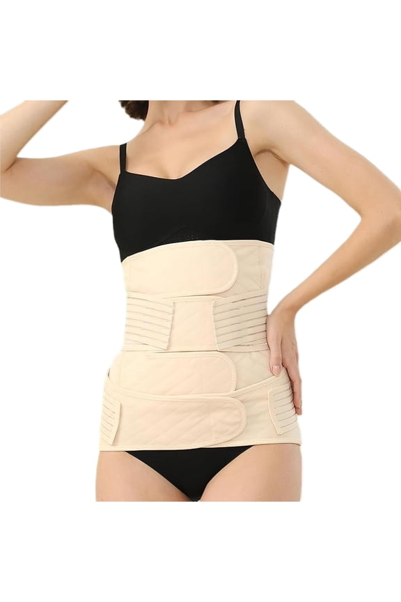 2 in 1 Postpartum Belly Band Wrap, C-Section Support Belt,Soft & Breathable Belly Bands for Pregnant Women and Pain Relief for Back, Pelvis (Beige)
