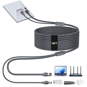 2-in-1 Power & Ethernet Cable Compatible with Starlink Mini, 5M DC & USB-C Input Combo Cable, Plug and Play Outdoor Network Cable