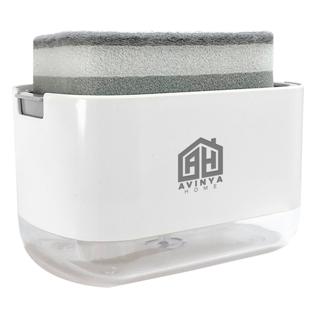 2in1 Premium 10 Oz Dish Soap Dispenser with Sponge Holder, Dish